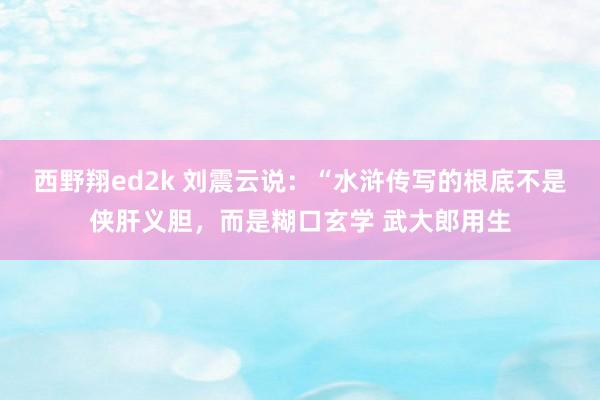 西野翔ed2k 刘震云说:“水浒传写的根底不是侠肝义胆,而是糊口玄学 武大郎用生