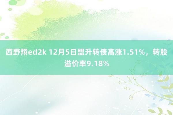 西野翔ed2k 12月5日盟升转债高涨1.51%，转股溢价率9.18%