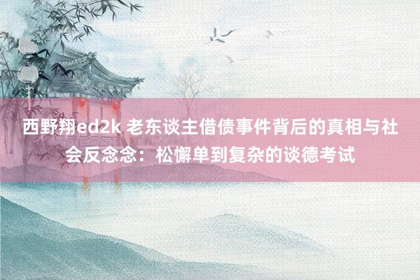 西野翔ed2k 老东谈主借债事件背后的真相与社会反念念：松懈单到复杂的谈德考试
