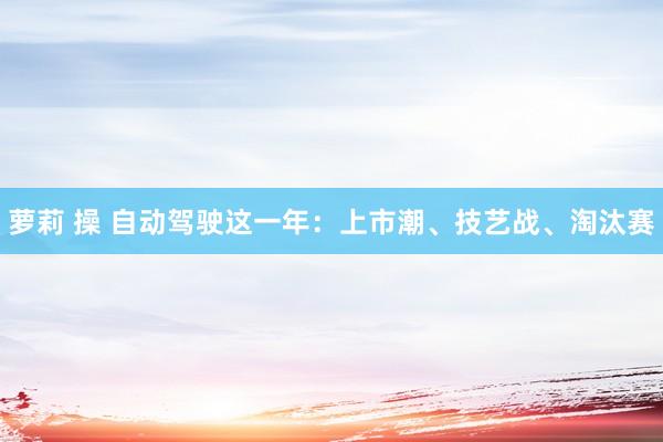 萝莉 操 自动驾驶这一年：上市潮、技艺战、淘汰赛