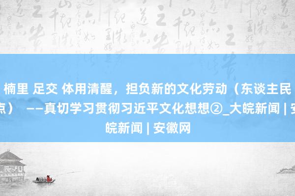 楠里 足交 体用清醒，担负新的文化劳动（东谈主民不雅点）  ——真切学习贯彻习近平文化想想②_大皖新闻 | 安徽网