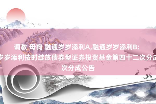 调教 母狗 融通岁岁添利A,融通岁岁添利B: 融通岁岁添利按时绽放债券型证券投资基金第四十二次分成公告
