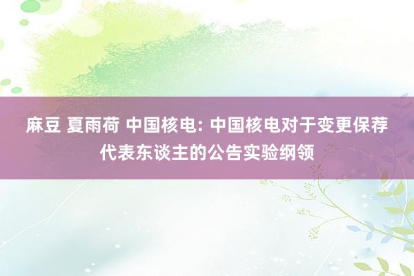 麻豆 夏雨荷 中国核电: 中国核电对于变更保荐代表东谈主的公告实验纲领