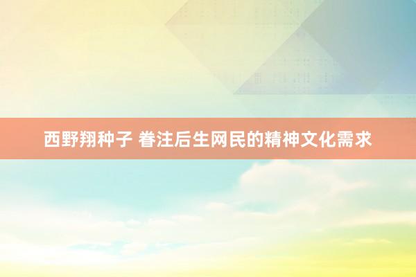 西野翔种子 眷注后生网民的精神文化需求