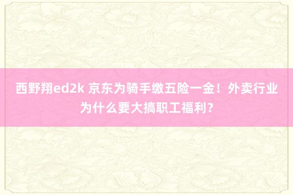 西野翔ed2k 京东为骑手缴五险一金！外卖行业为什么要大搞职工福利？
