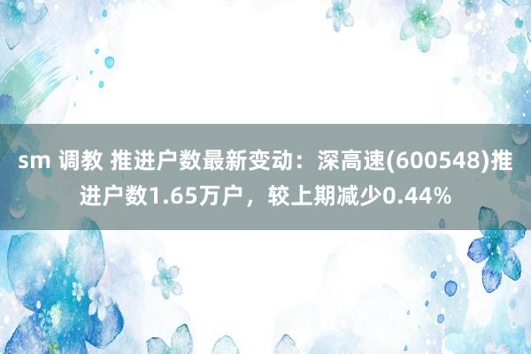 sm 调教 推进户数最新变动：深高速(600548)推进户数1.65万户，较上期减少0.44%