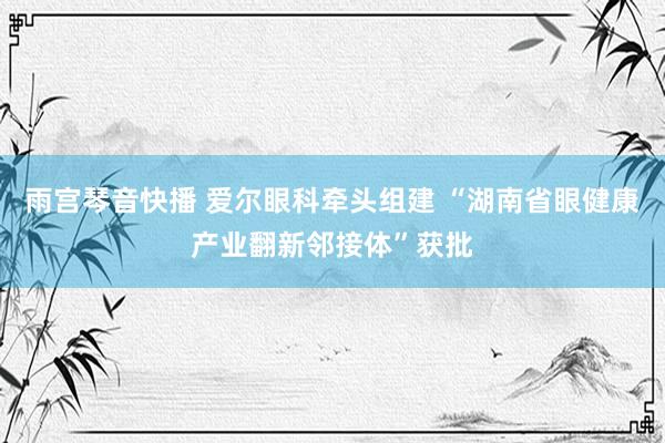 雨宫琴音快播 爱尔眼科牵头组建 “湖南省眼健康产业翻新邻接体”获批
