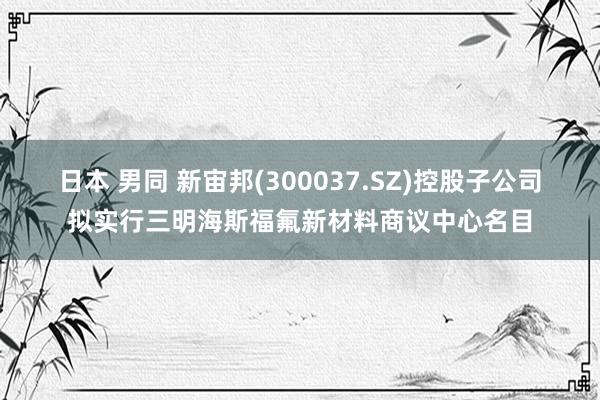 日本 男同 新宙邦(300037.SZ)控股子公司拟实行三明海斯福氟新材料商议中心名目