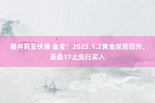 樱井莉亚快播 金宝：2025.1.2黄金探底回升，亚盘17上先行买入