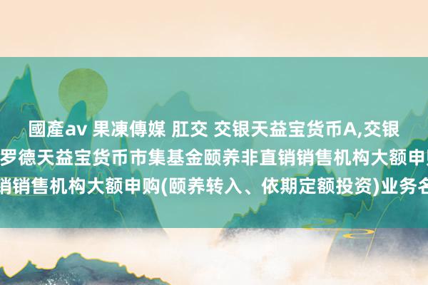 國產av 果凍傳媒 肛交 交银天益宝货币A,交银天益宝货币E: 对于交银施罗德天益宝货币市集基金颐养非直销销售机构大额申购(颐养转入、依期定额投资)业务名额的公告