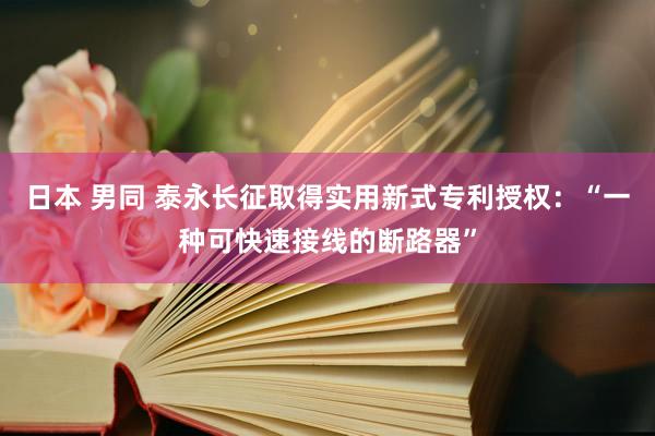 日本 男同 泰永长征取得实用新式专利授权：“一种可快速接线的断路器”