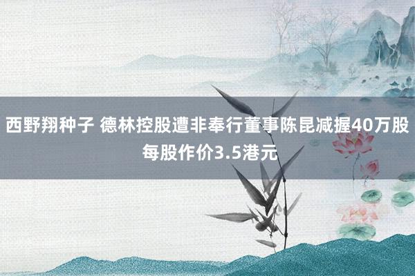 西野翔种子 德林控股遭非奉行董事陈昆减握40万股 每股作价3.5港元