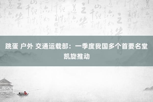 跳蛋 户外 交通运载部：一季度我国多个首要名堂凯旋推动